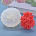 Macro detail showing a floral silicone mold next to a pink finished craft flower - Flower Cluster (850) / White