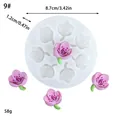 Vista detallada del molde de silicona de flor de cerezo, dimensiones 8,7 cm y peso 58 g - Estilo 9 Cuatro Agujeros Grande Sakura