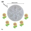 Detail view of sunflower silicone mold with dimensions and finished flower pieces. - Sunflower Style (4) / 6.8cmx0.8cm