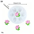 Dimensiones detalladas del molde de silicona de flor de cerezo con formas de flores y hojas - Estilo 8 Ocho Agujeros Cerezo