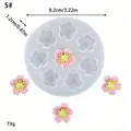 Molde de silicona DIY flor de cerezo con diámetro 8,2cm y muestras de flores terminadas - Estilo 5 Siete Agujeros Cereza Camelia