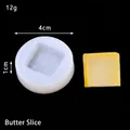 Close-up detail of a mini butter slice shape silicone mold with precise 4cm measurements. - Butter Slice