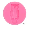 Close-up view of a pink owl shaped silicone mold for Halloween DIY cake baking, 20g. - Owl