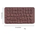 Macro detail view of brown silicone chocolate mold showing Happy Birthday text and dimensions - Happy Birthday Numbers (6)