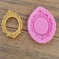 Detailed view of European baroque frame silicone mold and its resin cast result - Photo Frame Relief