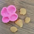 Dettaglio dello stampo in silicone a 4 cavità a forma di conchiglia con cioccolatini. - Multi-Conchiglia