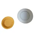 White silicone mold for egg tart crust showing the tool and a finished pastry sample - Egg Tart Skin Shape Mold / White