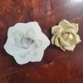 Detailed view of the succulent rose silicone mold alongside its finished flower product - Style 1 (159g)