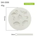 Detailed view of flamingo and tropical leaf silicone mold showing 72mm x 9mm dimensions - Little Flamingo
