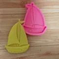 Detailed view of two-piece sailboat silicone mold for fondant, resin, and clay crafts - Sailboat