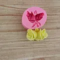 Professionele 2-holte roos siliconen mal voor fondant en taartdecoratie in detail - Dubbele Roos / Roze
