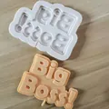 Detail view of Big Boss letters silicone mold and finished fondant cake topper - Big Boss