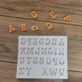 Detail view of white silicone alphabet mold for fondant and chocolate cake decorations - Uppercase Letters / Gray