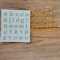 Detailed macro shot showing a lowercase alphabet silicone mold with finished chocolate letters - Lowercase Letters