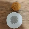 Détail d'un moule circulaire en silicone avec un produit fini en forme de mandarine - Orange Pelée Grande