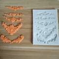 European relief totem silicone mold with orange fondant samples for cake decoration - Style 3 (Classical Symmetrical Totem)