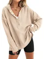 Sweat à capuche oversize en maille côtelée pour femme, couleur beige - Abricot