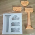 Detalle del molde de silicona de columna romana con muestras terminadas de color melocotón - Estilo 2