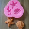 Vista dettagliata dello stampo in silicone rosa oceano con stelle marine e conchiglie - Stella Marina 1