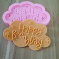 Détail du moule en silicone Happy Birthday en forme de nuage avec étoiles pour gâteau - Style Nuage Joyeux Anniversaire (2#) / 2#
