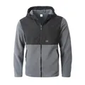 Chaqueta con capucha de forro polar bicolor gris y negro con cremallera y forro - S / Tops / Gris