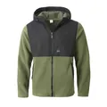 Giacca con cappuccio in pile da uomo con design color-block nero e verde oliva - Taglia S / Top / Verde militare