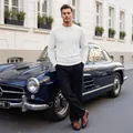 Classic white long-sleeve jacquard sweatshirt for men with a textured casual design - S / Tops / White
