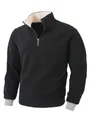 Heren fleece sweatshirt met opstaande kraag en halve rits ontworpen voor winterse warmte en luxe - M / Tops / Zwart