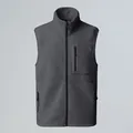 Vista frontal de un chaleco de forro polar gris carbón con cuello alto y bolsillo - S / Tops / Gris