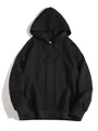 Men's black jacquard cable-knit hoodie with drawstring and ribbed cuffs for autumn winter - XS / Tops / Black