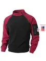 Detailansicht der zweifarbigen Herren-Fleecejacke mit abnehmbarem Flaggen-Patch. - Burgunderrot