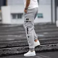 Men's high street grey cargo jogger pants with utility pockets and elastic cuffs - S / Bottoms / Light Gray