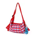 Sac cabas en toile à carreaux rouge et bleu vintage avec breloque gant et rembourrage - Carreaux Écossais Rouge