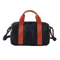 Fashionable checkered bowling bag with orange handles, high-capacity crossbody toast bag - L / Black