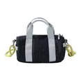 Grid pattern bowling bag with yellow rope strap and grey handles - S / Black