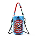 Vibrant blue dopamine style crossbody phone bag with cute cartoon cat patterns and rope. - Three Kittens