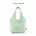 Milk green large capacity tote bag with stylish crinkled bubble texture for daily use - S / Creamy Green