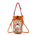 Vibrant orange crossbody pouch with cartoon rabbit print for water bottle and phone - Orange Rabbit