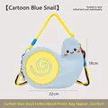 Cute cartoon blue snail embroidered crossbody mobile phone bag for women 22x18cm - Blue Snail