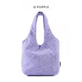 Large capacity purple popcorn textured tote bag for women shoulder carry school commute - S / Purple
