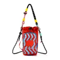 Vibrant red dopamine style phone and water bottle bag with colorful rope strap. - Small Apple