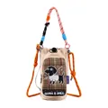 Cute cartoon dachshund crossbody bag with colorful braided rope strap for water bottle - Checkerboard Dachshund