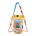 Yellow dopamine style crossbody bag with cute cartoon bear and rope straps - Reading Bear