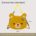 Adorable cartoon bear-shaped crossbody bag for mobile phone, yellow mini messenger bag - Bear With Bee