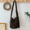 Soft brown plush shoulder bag with pattern and adjustable strap for autumn and winter - Adjustable Length / Coffee Floral