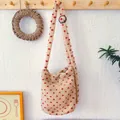 Cozy plush cream shoulder bag with red heart pattern for stylish autumn and winter outfits - Adjustable Length / Beige Floral