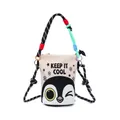 Cartoon penguin print crossbody bucket bag with colorful rope strap and Keep It Cool slogan - Nude Penguin
