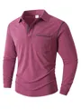 Polo décontracté à manches longues pour homme bordeaux chiné avec poche poitrine - Rose rouge