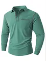 Polo à manches longues pour homme en sarcelle avec des coutures contrastées grises - Vert