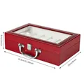 Scatola porta orologi premium in pelle coccodrillo rossa con vetro, 33,5x20x9cm - Motivo coccodrillo con maniglia / 12-slot / Rosso